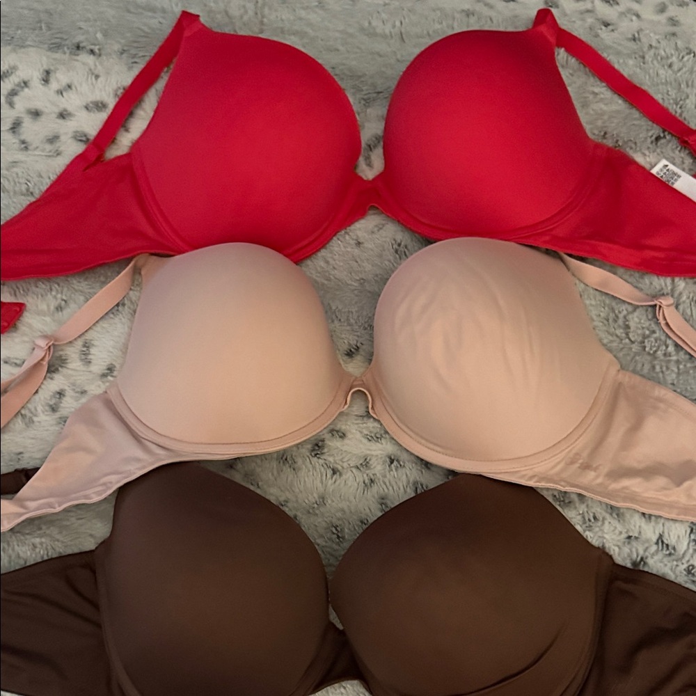 Victoria's Secret Red, Beige, and Brown Bras
